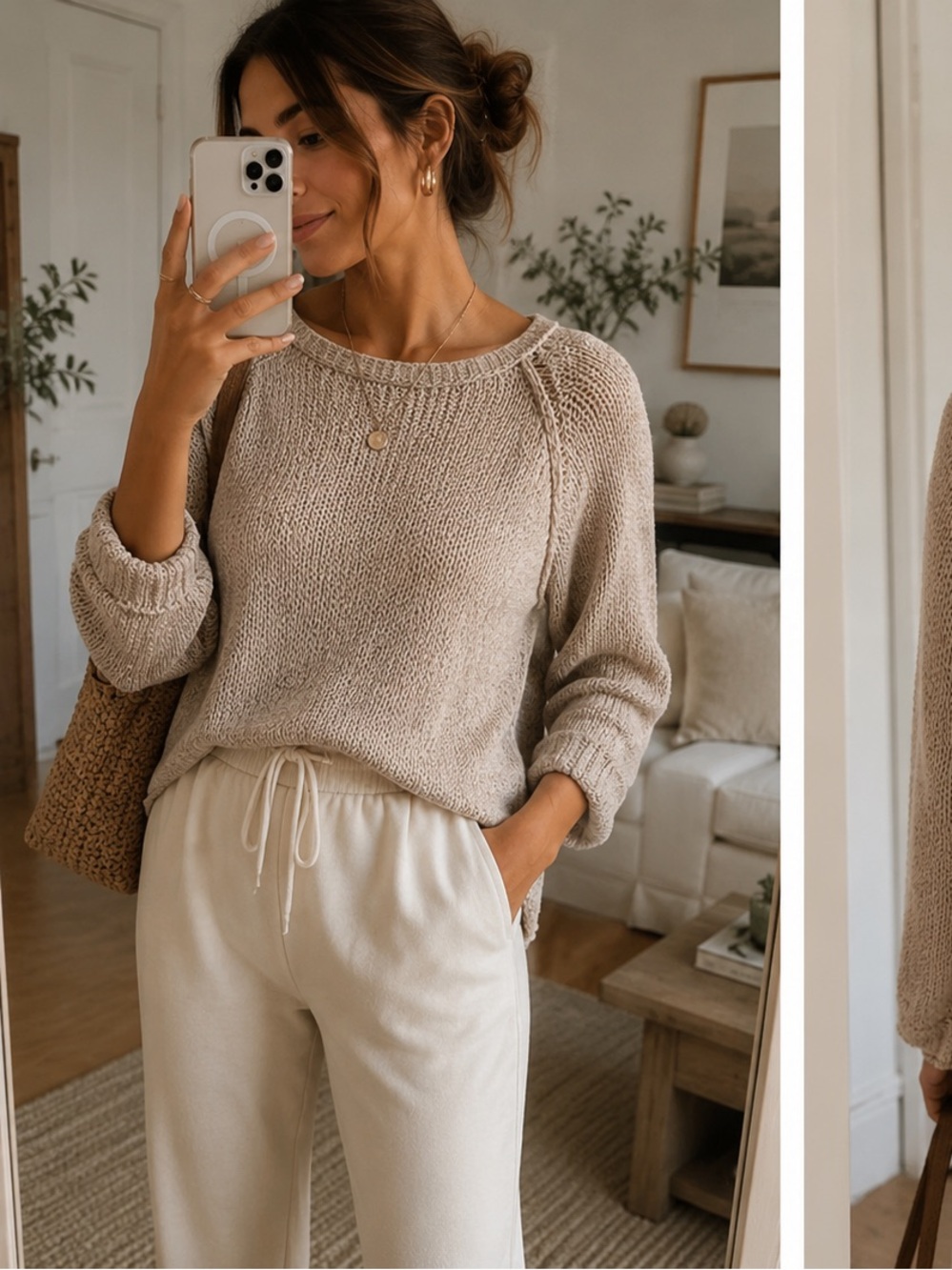 Elan Lightweight Scoop Neck Sweater in Taupe